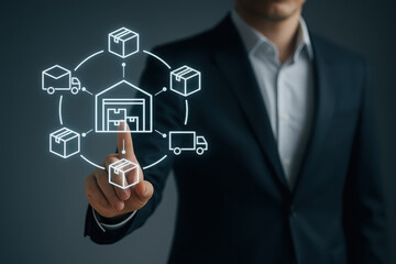 Obraz premium Supply chain logistics management involves efficient warehouse storage and inventory control for smooth distribution and delivery operations in modern industry