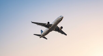 Obraz premium Avion puissant s'eleve gracieusement ciel serein aurore douce. AI Generated