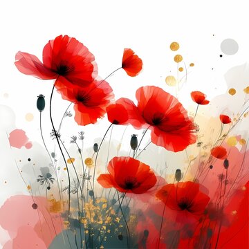 Vibrant Poppy Flower Illustration