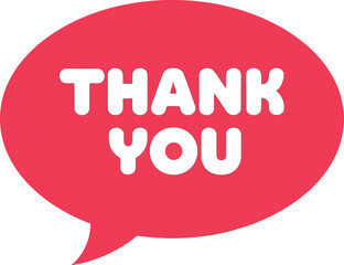 Red speech bubble thank you message festive greeting appreciation expression simple icon vector