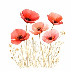 Vibrant Poppy Flower Illustration