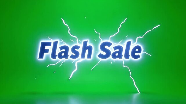 Flash Sale Text Animation with Electric Sparks on Green Screen.