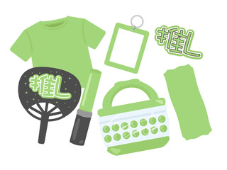 推し活グッズ（グリーン）　イラストセット