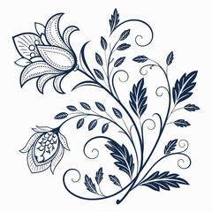 Floral Design Illustration with Swirls