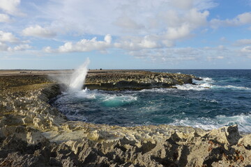 Bonaire, Kralendijk - aerial view over the Blow Hole
