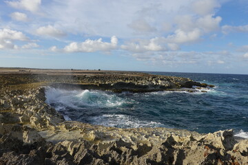 Bonaire, Kralendijk - aerial view over the Blow Hole
