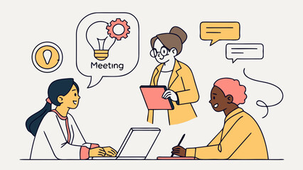 Diverse team collaborating on a project during a business meeting with ideas being generated and discussed