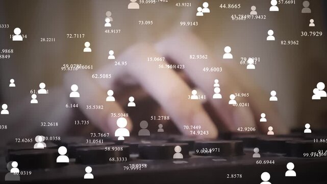 Businessman analyzing financial data through global digital connection. Human resources background.
