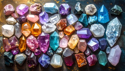 Colorful crystals in varied shapes