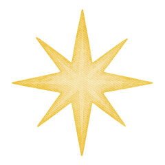 Gold Star Illustration with Watercolor Texture
