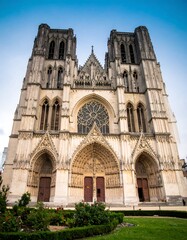 Fototapeta premium Gothic cathedral facade, serene exterior