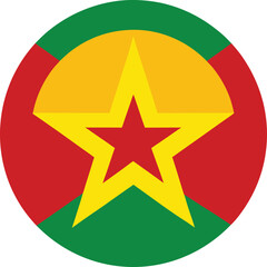 round icon of guinea bissau national flag with red yellow star