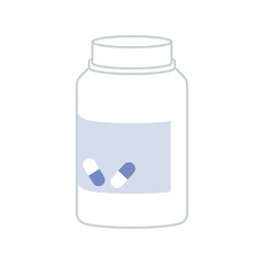 シンプルなカプセルが入ったプラスチック製の薬容器のアイコン