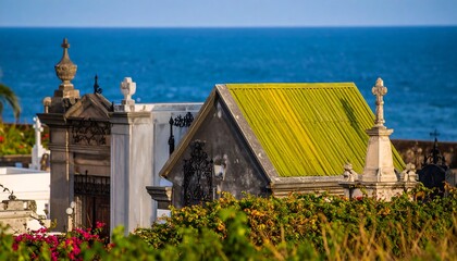 Cemetery overlooking ocean