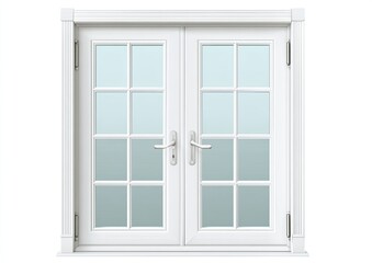 Fototapeta premium White double doors with frosted glass panes