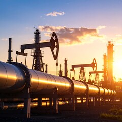 Oil refinery at sunset (3)