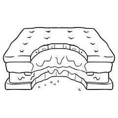 bitten s'more illustration outline vector