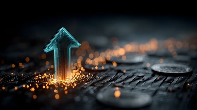 Turquoise Blue Neon Representing Market Candlestick Data Analytics Performance High Quality Futuristic Financial Growth Symbol Print Copy Space Template Branding Social Media Poster Bann SEO Optimized