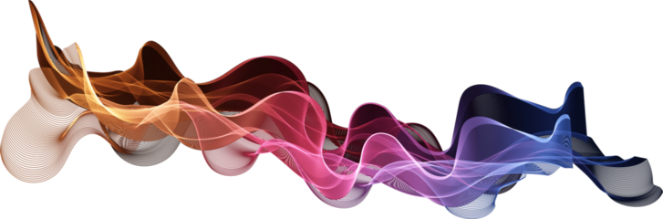 Abstract Shiny  Blue Purple Pink Spectrum  Glowing Color Wave. Transparent Flowing Wavy Lines. Colorful Smoky Wavy Lines background. For Black BG