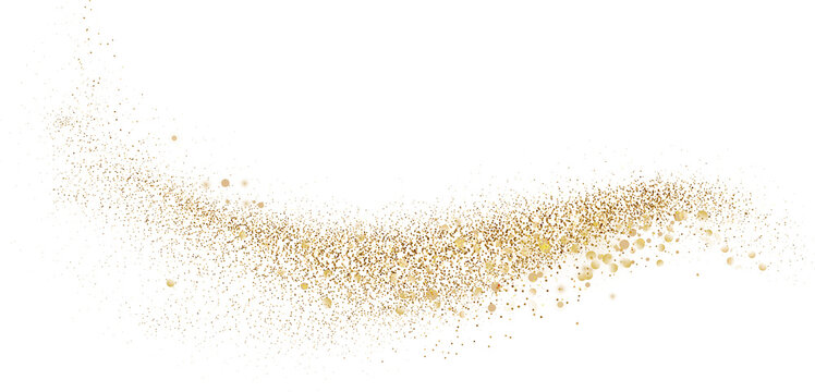 Gold glitter. Golden sparkle confetti. Shiny glittering dust.

