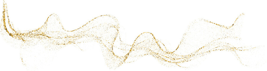 Abstract Shiny Gold Glitter Wavy Lines design element. For New Year, Merry Christmas, Birthday and Wedding greeting card and invitation. Luxury Golden Shimmer Wave Background design