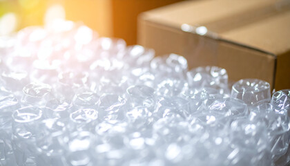 Close-up of translucent bubble wrap, protecting packages in transit.