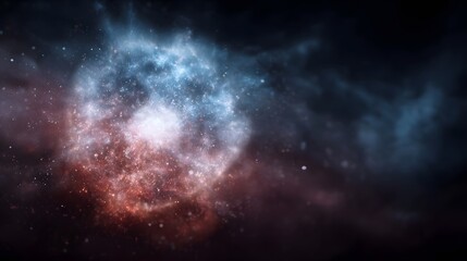 Obraz premium Vibrant cosmic nebula glowing with red and blue energy in the vastness of deep space