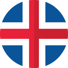 Fototapeta premium round icon of iceland national flag with red cross on blue