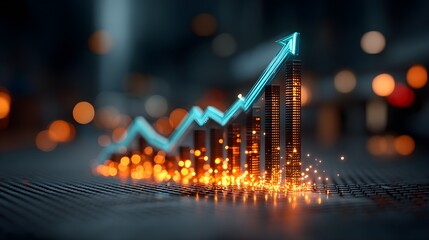 Blue Turquoise Data Bars Pulse Like Holographic Skyscrapers Representing Charts Digital Analytics Environment Futuristic Marketing Ecommerce Web Print Copy Space Template Branding Social SEO Optimized