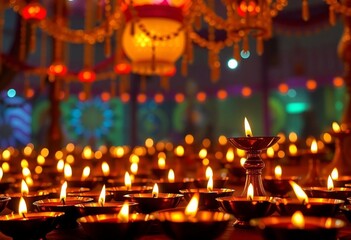 Oil Lamp Decoration In Deepavali Diwali