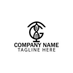 Biotech Company Logo with DNA Helix and Initial Letters