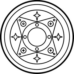 Mystical Magic Circle with Pentagram, a Celestial Mandala Vector