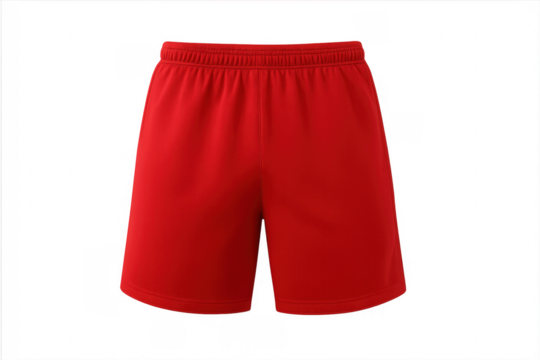 Red shorts isolated on transparent background: sportswear mockup