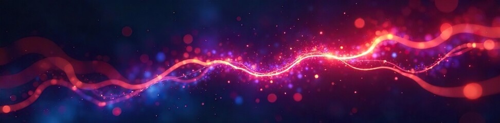 Obraz premium Abstract glowing energy lines forming a dynamic electrical current, sparking with vibrant light against a dark background Perfect for technology, energy, power, and futuristic concepts , bolt, flow