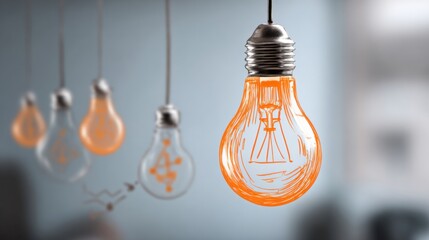 glowing ideas hanging bright orange