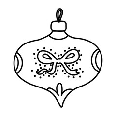 Outline decorative christmas bauble ball ornament retro vintage style