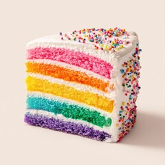 Rainbow layer cake slice