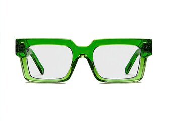 Fototapeta premium Bright green, square eyeglasses