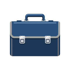 Classic Blue Business Briefcase with Handle and Silver Accents
