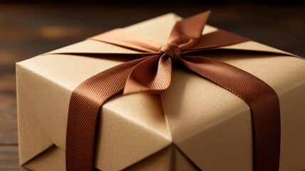 Elegant gift box tied with brown ribbon, perfect for presents and celebrations