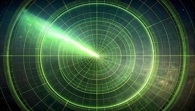 Futuristic radar screen scanning space