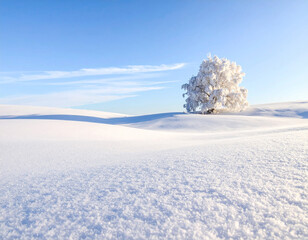 雪と青い空と1本の木（生成AI　Generated Image）	