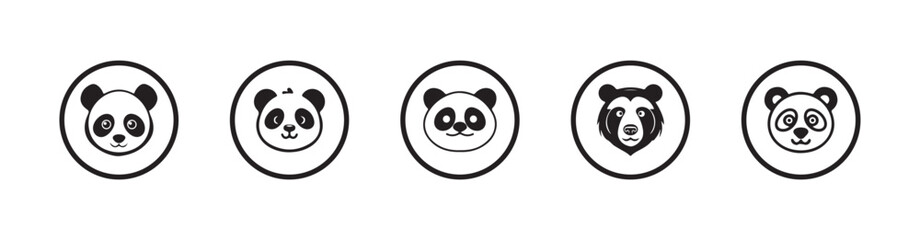 Panda silhouette, wildlife animal symbol, Collection of cute black and white panda bear, vector illustration  eps 10.  