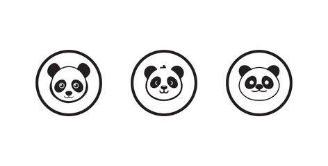 Panda silhouettes set, Panda cartoon vector, panda vector icon,  vector silhouette design, isolated white background, vector illustration eps 10.