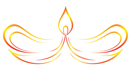 Naklejka premium diwali candle line art