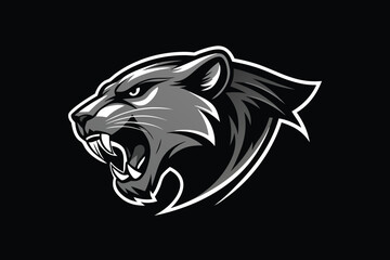 Fierce panther head snarling aggressively, a symbol of power and dominance for sports teams and brands