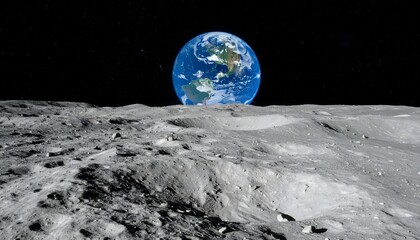 view of the earth from the moon ' s surface
