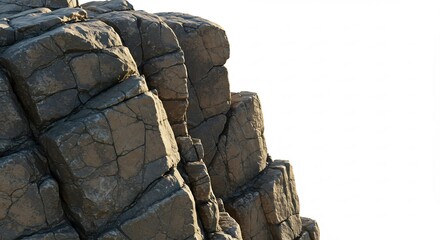 Falaise rocheuse sombre eclairee soleil matinal texture brute detaillee. AI Generated