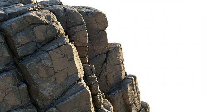 Falaise rocheuse sombre eclairee soleil matinal texture brute detaillee. AI Generated