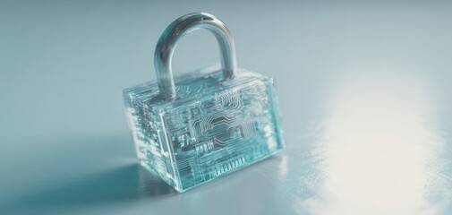 The transparent digital padlock encased in circuitry symbolizing modern data security